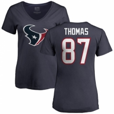 NFL Women's Nike Houston Texans #87 Demaryius Thomas Navy Blue Name & Number Logo T-Shirt