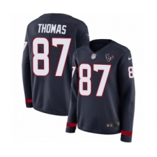 Women's Nike Houston Texans #87 Demaryius Thomas Limited Navy Blue Therma Long Sleeve NFL Jersey