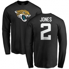 NFL Nike Jacksonville Jaguars #2 Landry Jones Black Name & Number Logo Long Sleeve T-Shirt
