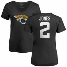 NFL Women's Nike Jacksonville Jaguars #2 Landry Jones Black Name & Number Logo Slim Fit T-Shirt