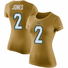 NFL Women's Nike Jacksonville Jaguars #2 Landry Jones Gold Rush Pride Name & Number T-Shirt