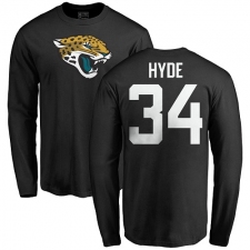 NFL Nike Jacksonville Jaguars #34 Carlos Hyde Black Name & Number Logo Long Sleeve T-Shirt