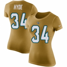 NFL Women's Nike Jacksonville Jaguars #34 Carlos Hyde Gold Rush Pride Name & Number T-Shirt