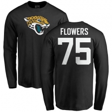 NFL Nike Jacksonville Jaguars #75 Ereck Flowers Black Name & Number Logo Long Sleeve T-Shirt