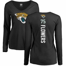 NFL Women's Nike Jacksonville Jaguars #75 Ereck Flowers Black Backer Slim Fit Long Sleeve T-Shirt