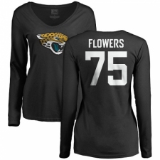 NFL Women's Nike Jacksonville Jaguars #75 Ereck Flowers Black Name & Number Logo Slim Fit Long Sleeve T-Shirt