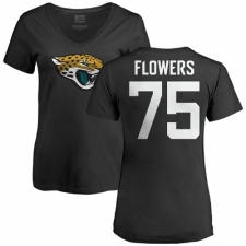 NFL Women's Nike Jacksonville Jaguars #75 Ereck Flowers Black Name & Number Logo Slim Fit T-Shirt