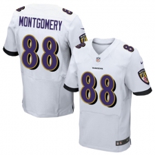 Men's Nike Baltimore Ravens #88 Ty Montgomery Elite White NFL Jersey