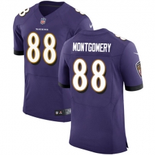 Men's Nike Baltimore Ravens #88 Ty Montgomery Purple Team Color Vapor Untouchable Elite Player NFL Jersey