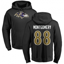 NFL Nike Baltimore Ravens #88 Ty Montgomery Black Name & Number Logo Pullover Hoodie