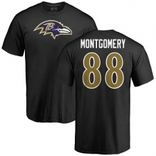 NFL Nike Baltimore Ravens #88 Ty Montgomery Black Name & Number Logo T-Shirt