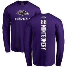 NFL Nike Baltimore Ravens #88 Ty Montgomery Purple Backer Long Sleeve T-Shirt