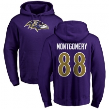 NFL Nike Baltimore Ravens #88 Ty Montgomery Purple Name & Number Logo Pullover Hoodie