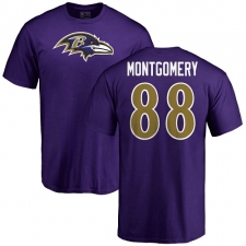 NFL Nike Baltimore Ravens #88 Ty Montgomery Purple Name & Number Logo T-Shirt