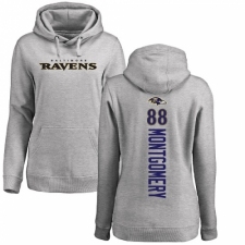 NFL Women's Nike Baltimore Ravens #88 Ty Montgomery Ash Backer Pullover Hoodie