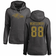 NFL Women's Nike Baltimore Ravens #88 Ty Montgomery Ash One Color Pullover Hoodie