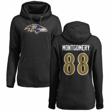 NFL Women's Nike Baltimore Ravens #88 Ty Montgomery Black Name & Number Logo Pullover Hoodie