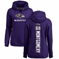 NFL Women's Nike Baltimore Ravens #88 Ty Montgomery Purple Backer Pullover Hoodie