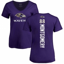 NFL Women's Nike Baltimore Ravens #88 Ty Montgomery Purple Backer T-Shirt