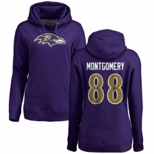 NFL Women's Nike Baltimore Ravens #88 Ty Montgomery Purple Name & Number Logo Pullover Hoodie