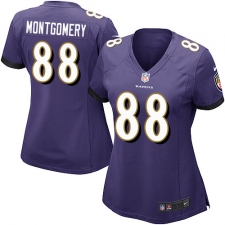 Women's Nike Baltimore Ravens #88 Ty Montgomery Game Purple Team Color NFL Jersey