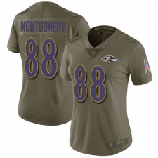 Women's Nike Baltimore Ravens #88 Ty Montgomery Limited Olive 2017 Salute to Service NFL Jersey