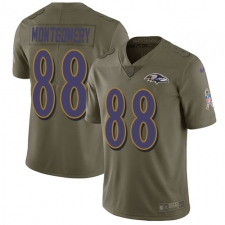 Youth Nike Baltimore Ravens #88 Ty Montgomery Limited Olive 2017 Salute to Service NFL Jersey
