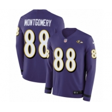 Youth Nike Baltimore Ravens #88 Ty Montgomery Limited Purple Therma Long Sleeve NFL Jersey