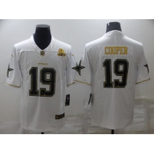 Men's Dallas Cowboys #19 Amari Cooper White Gold Limited Player Jersey