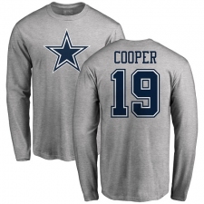 NFL Nike Dallas Cowboys #19 Amari Cooper Ash Name & Number Logo Long Sleeve T-Shirt