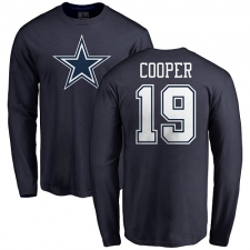 NFL Nike Dallas Cowboys #19 Amari Cooper Navy Blue Name & Number Logo Long Sleeve T-Shirt