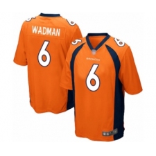 Men's Denver Broncos #6 Colby Wadman Game Orange Team Color Football Jersey