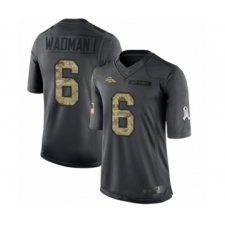 Men's Denver Broncos #6 Colby Wadman Limited Black 2016 Salute to Service Football Jersey