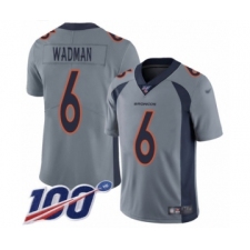 Men's Denver Broncos #6 Colby Wadman Limited Silver Inverted Legend 100th Season Football Jersey