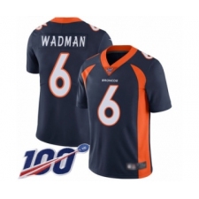 Men's Denver Broncos #6 Colby Wadman Navy Blue Alternate Vapor Untouchable Limited Player 100th Season Football Jersey