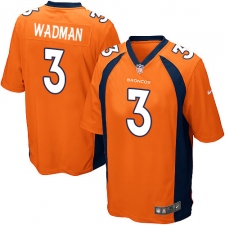 Men's Nike Denver Broncos #3 Colby Wadman Game Orange Team Color NFL Jersey