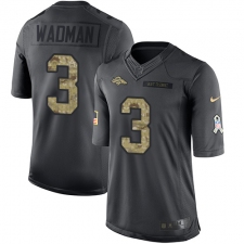Men's Nike Denver Broncos #3 Colby Wadman Limited Black 2016 Salute to Service NFL Jersey