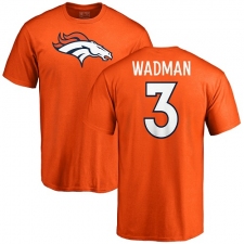 NFL Nike Denver Broncos #3 Colby Wadman Orange Name & Number Logo T-Shirt
