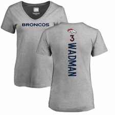 NFL Women's Nike Denver Broncos #3 Colby Wadman Ash Backer V-Neck T-Shirt