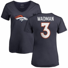 NFL Women's Nike Denver Broncos #3 Colby Wadman Navy Blue Name & Number Logo T-Shirt