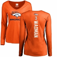 NFL Women's Nike Denver Broncos #3 Colby Wadman Orange Backer Long Sleeve T-Shirt