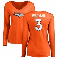 NFL Women's Nike Denver Broncos #3 Colby Wadman Orange Name & Number Logo Long Sleeve T-Shirt