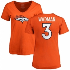 NFL Women's Nike Denver Broncos #3 Colby Wadman Orange Name & Number Logo T-Shirt