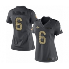 Women's Denver Broncos #6 Colby Wadman Limited Black 2016 Salute to Service Football Jersey