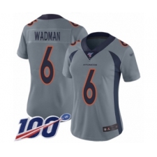 Women's Denver Broncos #6 Colby Wadman Limited Silver Inverted Legend 100th Season Football Jersey