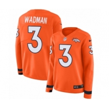 Women's Nike Denver Broncos #3 Colby Wadman Limited Orange Therma Long Sleeve NFL Jersey