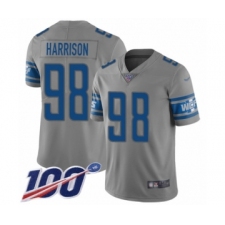 Men's Detroit Lions #98 Damon Harrison Limited Gray Inverted Legend 100th Season Football Jersey