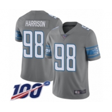 Men's Detroit Lions #98 Damon Harrison Limited Steel Rush Vapor Untouchable 100th Season Football Jersey