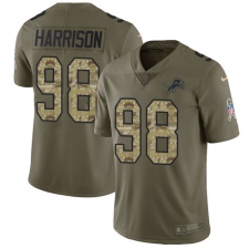 Men's Nike Detroit Lions #98 Damon Harrison Limited Olive Camo Salute to Service NFL Jersey
