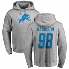 NFL Nike Detroit Lions #98 Damon Harrison Ash Name & Number Logo Pullover Hoodie